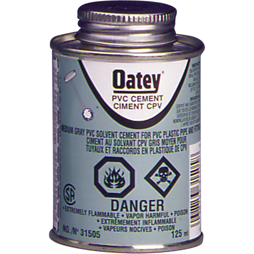 PVC Medium-Duty Cement, 473 ml, Brush-Top Can, Grey Fastek