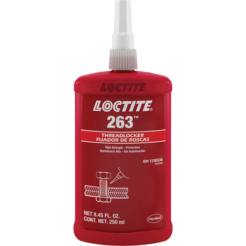 Threadlocker 263 Rapid Cure, Red, High, 250 ml, Bottle Fastek