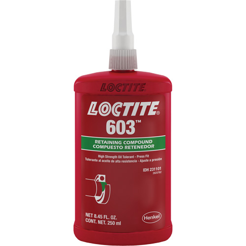 Compos&eacute; de retenue Loctite 603, 250 ml, Bouteille, Vert Fastek