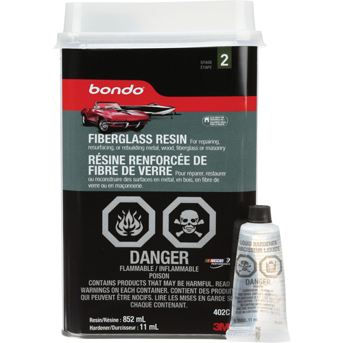 R&eacute;sine de fibre de verre Bondo, Deux composants, 852 ml, Bouteille, Blanc cass&eacute; Fastek