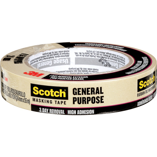 Scotch&reg; General Purpose Masking Tape 2020, 24 mm (1") x 55 m (180'), Tan Fastek