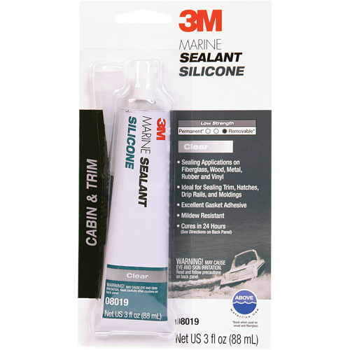 Marine Grade Silicone Sealant, 3 oz., Tube, Clear Fastek