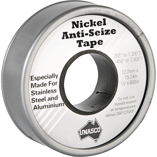 Nickel Anti-Seize Tape, 590" L x 1/2" W, Silver Fastek
