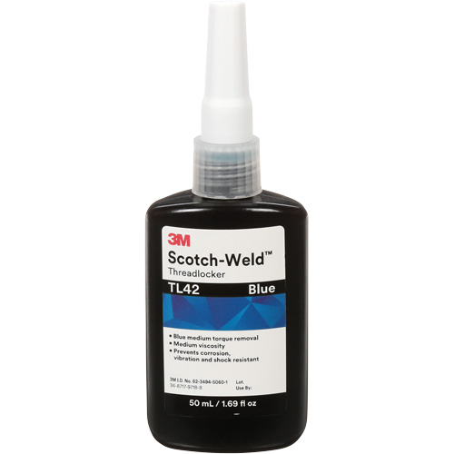 Scotch-Weld Threadlocker TL42, Blue, Medium, 50 ml, Bottle Fastek