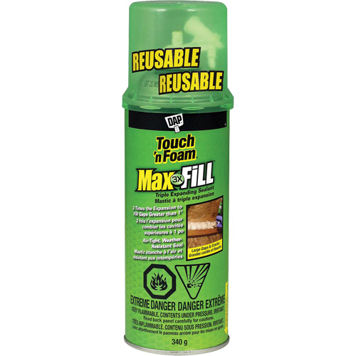 Touch 'n Foam&reg; Max Fill Triple Expanding Sealant, 340 g, Aerosol Can, Cream Fastek