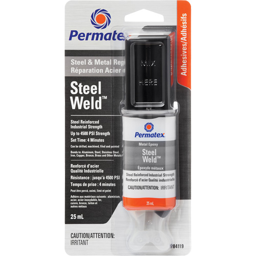 Colle &eacute;poxyde Steel Weld, 25 ml, Seringue, Deux composants, Gris Fastek