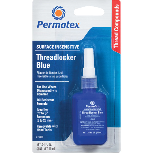 Surface Insensitive Threadlocker, Blue, High, 10 ml, Bottle Fastek