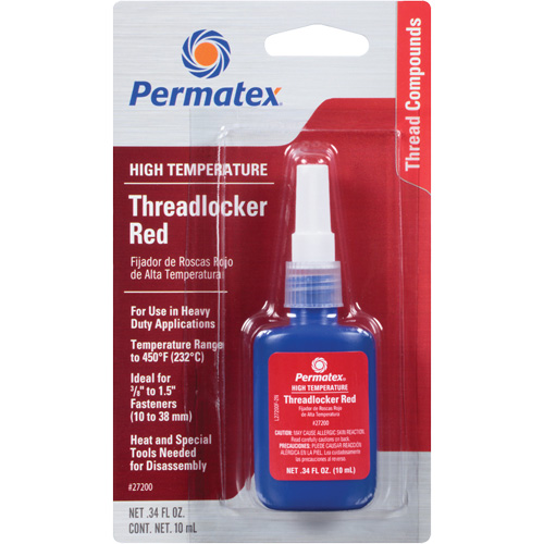 High Temperature Threadlocker, Red, High, 10 ml, Bottle Fastek