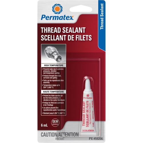 Scellant pour filetage haute temp&eacute;rature, Tube, 6 ml, -54° C - 204° C/-65° F - 400° F Fastek
