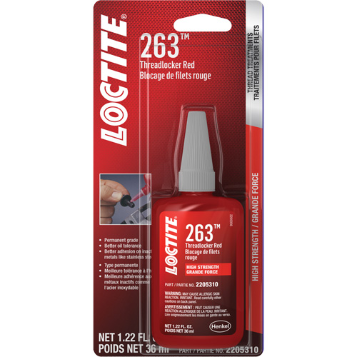 263 Threadlocker, Red, High, 36 ml, Bottle Fastek