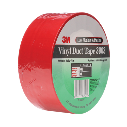 3903 Vinyl Duct Tape, 48 mm (2") W x 46 m (151') L, 6.5 mils, Red Fastek