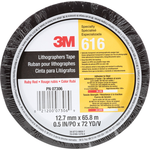 Ruban pour lithographe 616, 12,7 mm (1/2") x 66 m (216'), Rouge Fastek