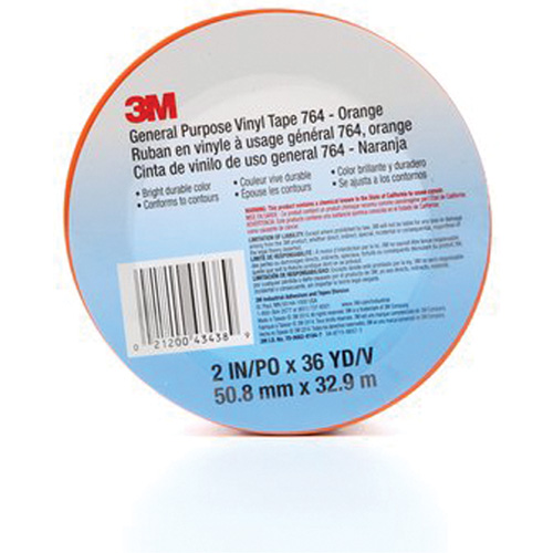 Ruban en vinyle pour travaux g&eacute;n&eacute;raux 764, 50,8 mm (2") la x 32,9 m (108') lo, 5 mils, Orange Fastek