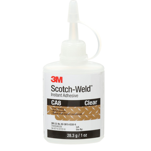 Scotch-Weld Instant Adhesive CA8, Clear, Bottle, 1 oz. Fastek