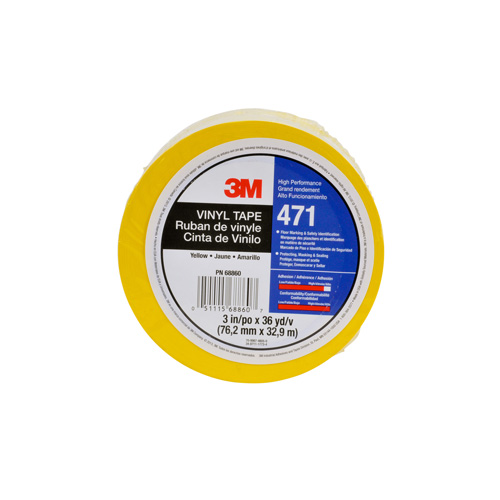 471 Vinyl Tape, 12 mm (1/2") W x 32.9 m (108') L, 5.2 mils, Yellow Fastek
