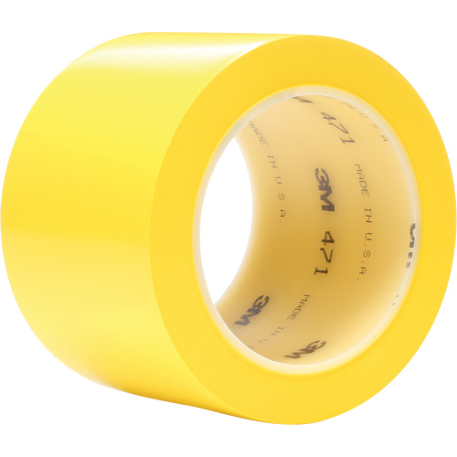471 Vinyl Tape, 76.2 mm (3") W x 32.9 m (108') L, 5.2 mils, Yellow Fastek