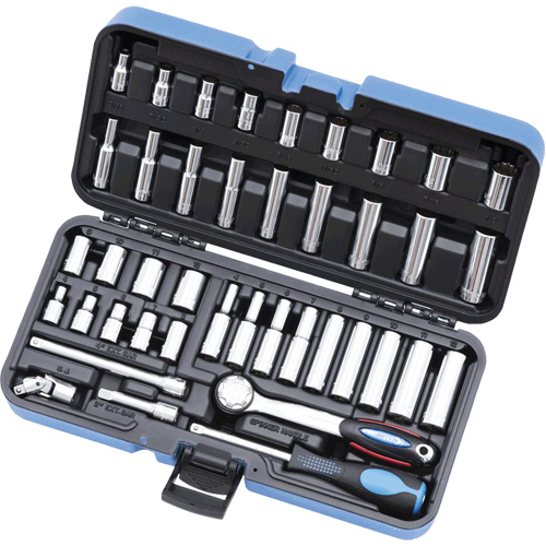 SW1442C-12 SAE/Metric 12-Point Socket Wrench Set, 42 Pcs, 1/4" Drive Size, Deep Fastek