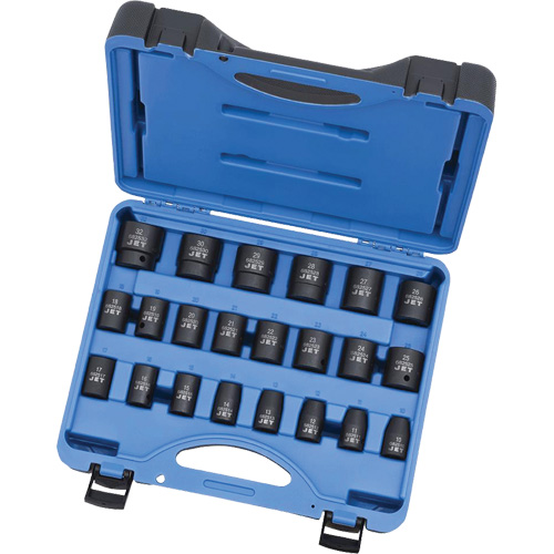 PS2212M 6-Point Metric Socket Set, 22 Pcs, Impact, 1/2" Drive Size, Deep Fastek