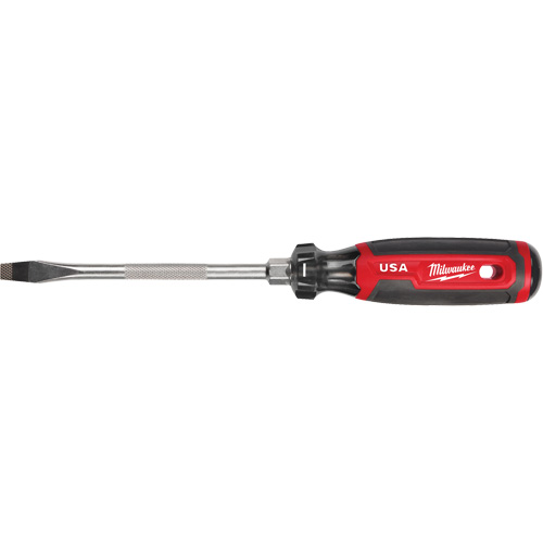 Slotted Screwdriver, 5/16" Tip, Round, 279 mm L, Cushion Grip Handle Fastek