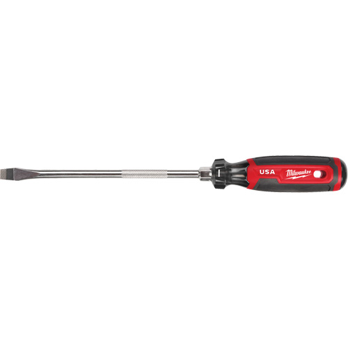 Slotted Screwdriver, 3/8" Tip, Round, 330 mm L, Cushion Grip Handle Fastek