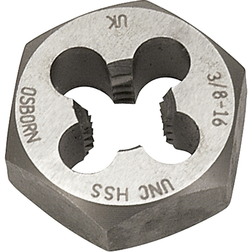 Hexagonal Rethreading Die, 7/10" Dia., 1/4"-28 Thread, High Speed Steel Fastek