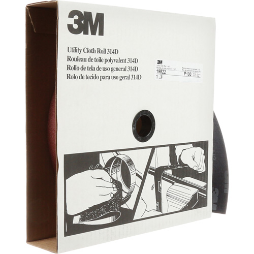 Rouleau de toile abrasive utilitaire 314D, 2" la x 150' lo, Grain 100J Fastek