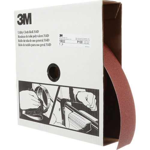 Rouleau de toile abrasive utilitaire 314D, 2" la x 150' lo, Grain 100J Fastek