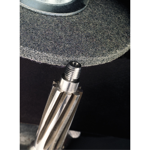 Meules homog&egrave;nes d'&eacute;barbage EXL Scotch-Brite, 1" x 1", Arbre de 3/16", Grain de 2A, Oxyde d'aluminium Fastek