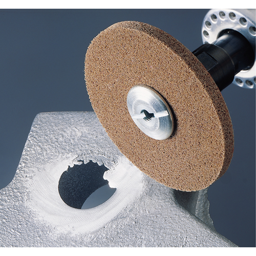 Meules homog&egrave;nes d'&eacute;barbage EXL Scotch-Brite, 1" x 1", Arbre de 3/16", Grain de 6A Fastek