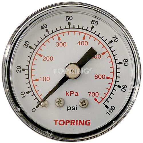 Pressure Gauge, 1-1/2" , 0 - 100 psi, Back Mount, Analogue Fastek