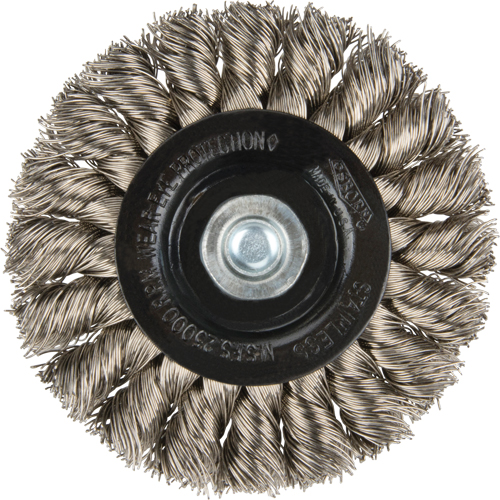Knot Wire Wheel Brushes - Standard Twist Knot with 1/4" shank, 3" Dia., 0.014" Fill, Stainless Steel Fastek
