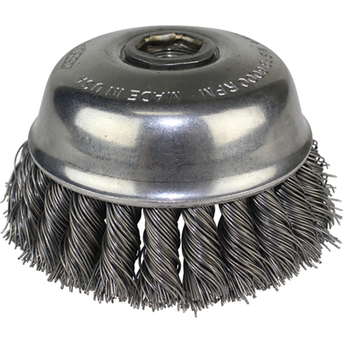 Knot Wire Cup Brushes, 6" Dia. x 5/8"-11 Arbor Fastek