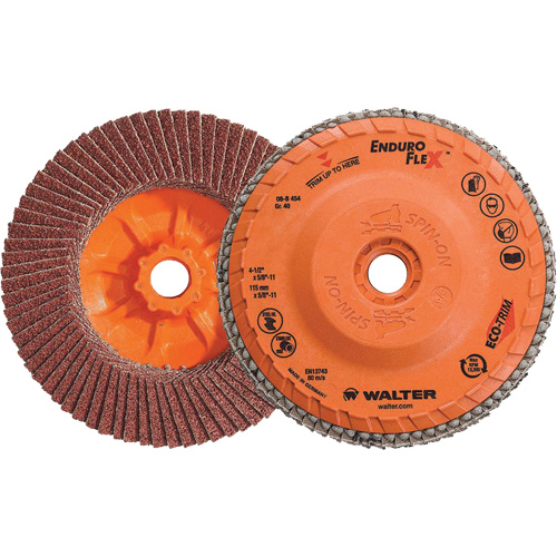 Disque &agrave; lamelles Enduro-Flex, 4-1/2" x 5/8"-11, Type 27, Grain 40, Alumine de zirconium Fastek