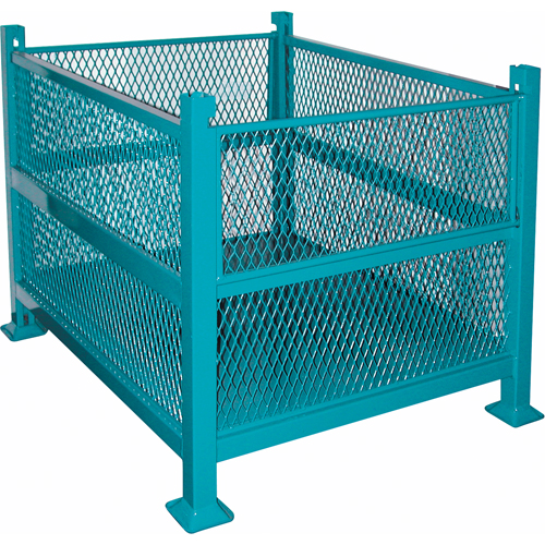 Open Mesh Containers, 2 Drop Gates, 3000 lbs. Capacity, 34.5" W x 40.5" D x 32.25" H Fastek