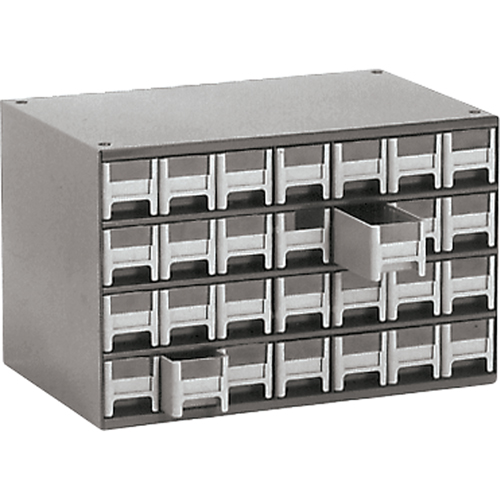 Casiers modulaires pour pi&egrave;ces, Acier, 28 tiroirs, 17" x 10-9/16" x 2-2/16", Gris Fastek