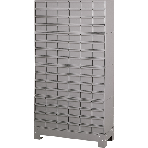 Industrial Drawer Cabinet With Base, 96 Drawers, 34-1/8" W x 12-1/4" D x 62-1/2" H, Grey Fastek