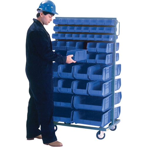 Double-Sided Mobile Bin Rack, Double-sided, 96 bins, 36" W x 24" D x 63" H Fastek