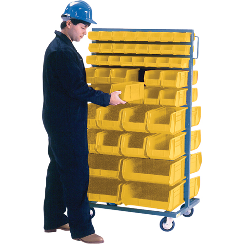 Double-Sided Mobile Bin Rack, Double-sided, 96 bins, 36" W x 24" D x 63" H Fastek