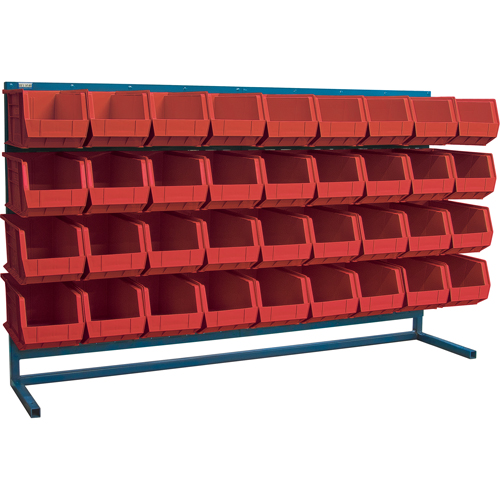 Louvered Rack with Bins, 36 Bins, 72" W x 15" D x 40" H Fastek