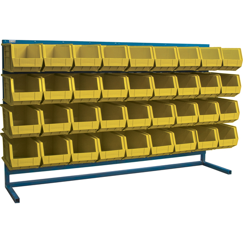 Louvered Rack with Bins, 36 Bins, 72" W x 15" D x 40" H Fastek