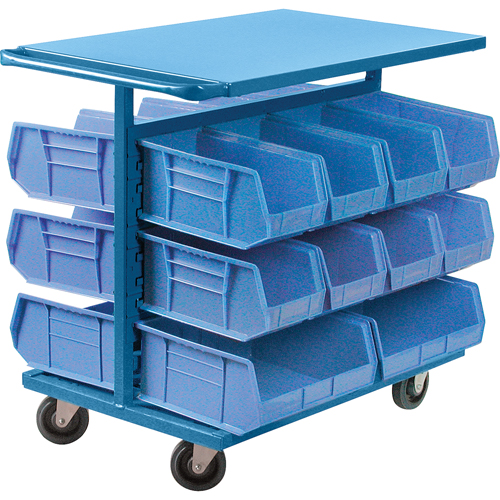 Bin Cart with Bins, Double-sided, 20 bins, 24" W x 38-1/2" D x 36-1/2" H Fastek