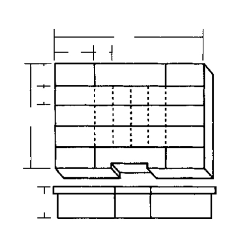Boîte &agrave; compartiments, Plastique, 24 compartiments, 15-1/2" la x 11-3/4" p, 2-1/2" h, Gris Fastek