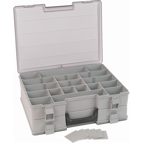 Compartment Case, Plastic, 48 Slots, 15-1/2" W x 11-3/4" D x 5" H, Grey Fastek