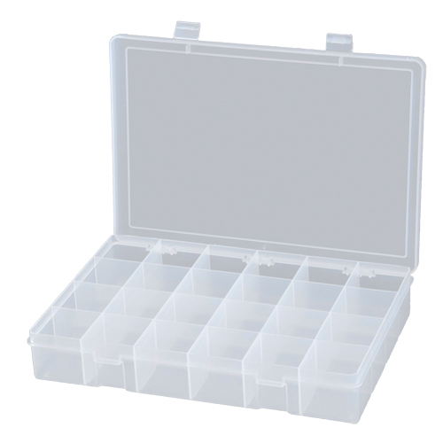 Compact Polypropylene Compartment Cases, 13-1/8" W x 9" D x 2-5/16" H, 24 Compartments Fastek