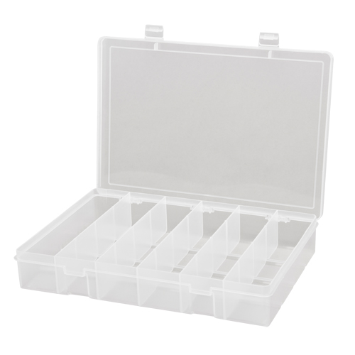 Compact Polypropylene Compartment Cases, 13-1/8" W x 9" D x 2-5/16" H, 6 Compartments Fastek