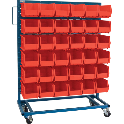 Single-Sided Mobile Bin Rack, Single-sided, 36 bins, 36" W x 16" D x 46-1/2" H Fastek