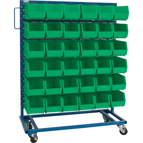 Single-Sided Mobile Bin Rack, Single-sided, 36 bins, 36" W x 16" D x 46-1/2" H Fastek