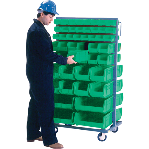 Double-Sided Mobile Bin Rack, Double-sided, 96 bins, 36" W x 24" D x 63" H Fastek