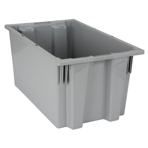 Stack & Nest Totes, 9" x 18" x 11", Grey Fastek