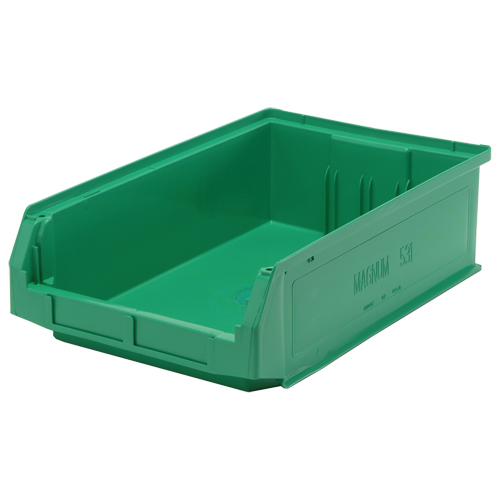 Giant Stacking Containers, 12.375" W x 19.75" D x 5.875" H, Green Fastek